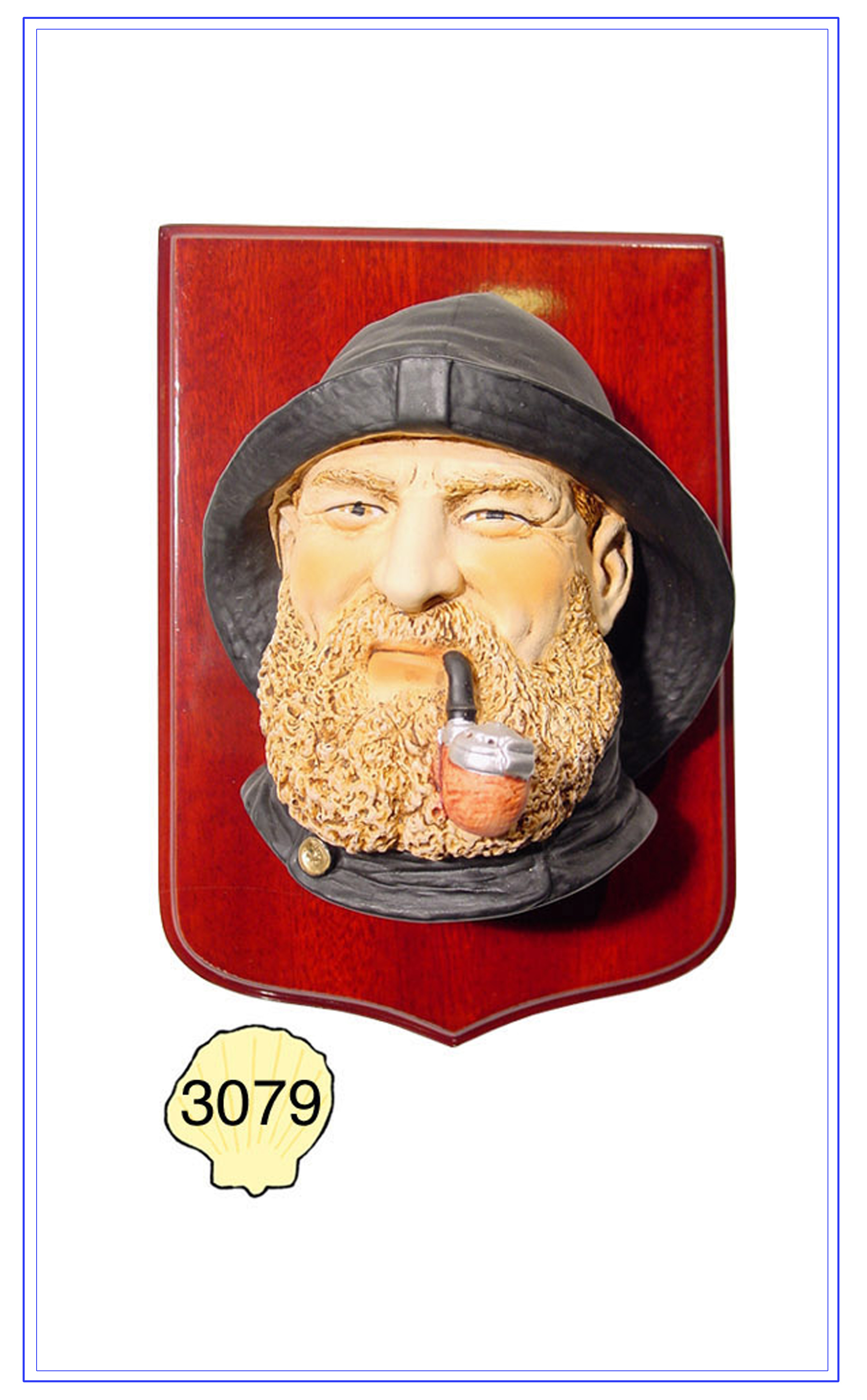 imagen busto cerámica marinero gorro negro con pipa