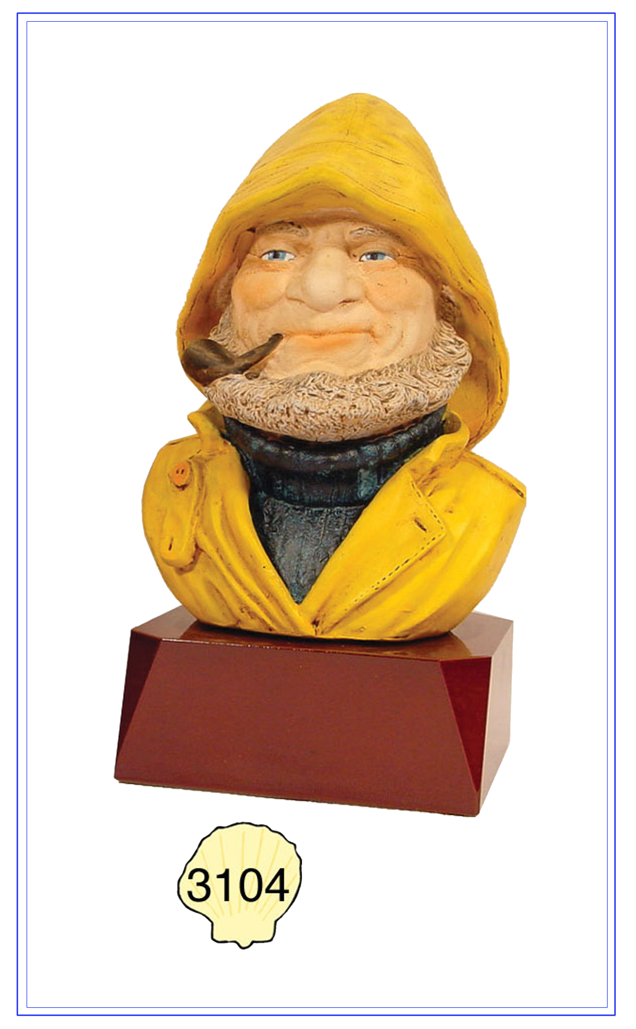 BUSTO MARINERO SOBREMESA CHUBASQUERO AMARILLO Y PIPA