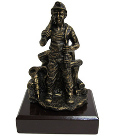 Imagen minero vigilante imitación a bronce con base