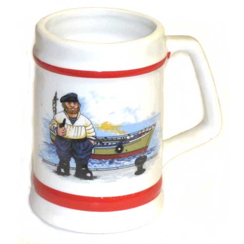 Imagen jarra porcelana con barco y marinero