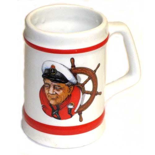 Imagen jarra porcelana con capitán y timón