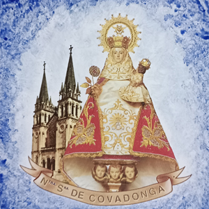 azulejo porcelana Virgen Covadonga con Basílica