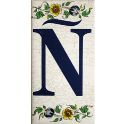 Imagen azulejo letras porcelana para casas Ñ
