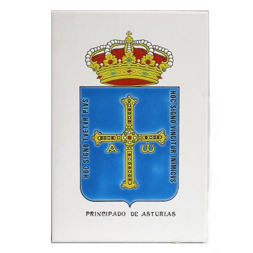 Imagen azulejo escudo Asturias Realizado en esmalte cuerda seca