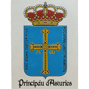 Imagen azulejo escudo Asturias esmalte cuerda seca