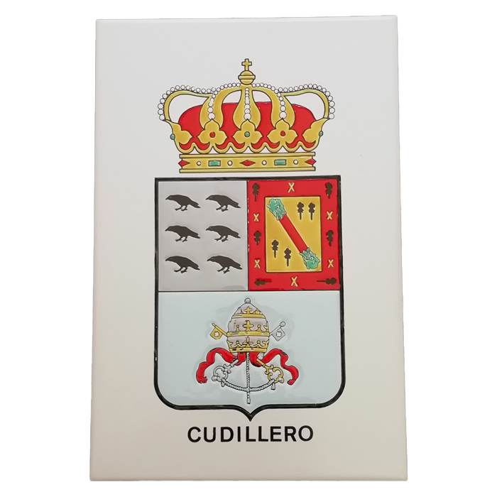 azulejo porcelana escudo Cudillero relieve o esmalte cuerda seca