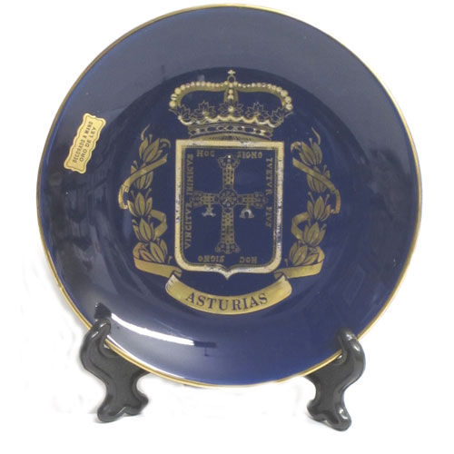 Imagen plato cobalto escudo Asturias 16 cm