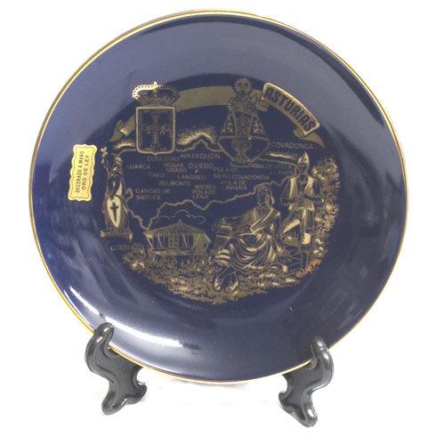 Imagen plato cobalto mapa Asturias 16 cm