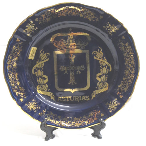 Imagen plato cobalto escudo Asturias 25 cm