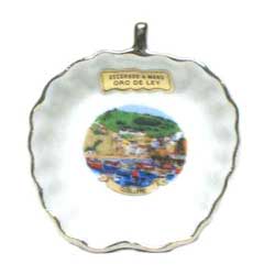 Imagen cenicero manzana porcelana paisaje cudillero