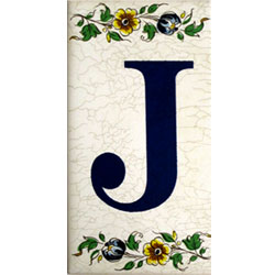 Imagen azulejo letras porcelana para casas J