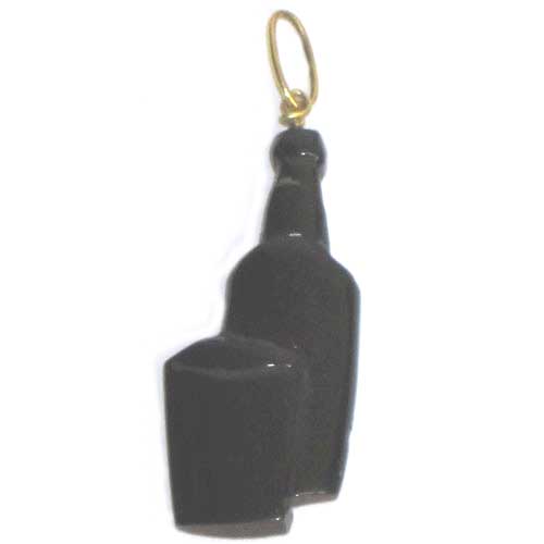  Imagen colgante botella y vaso azabache y oro