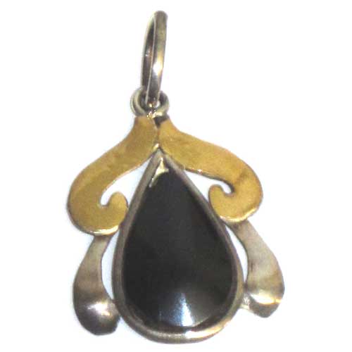  Imagen colgante diseño oro blanco con azabache 
