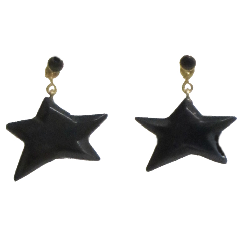 Imagen pendientes estrella colgar/presión azabache y oro 1 Imagen pendientes estrella colgar/presión azabache y oro 1