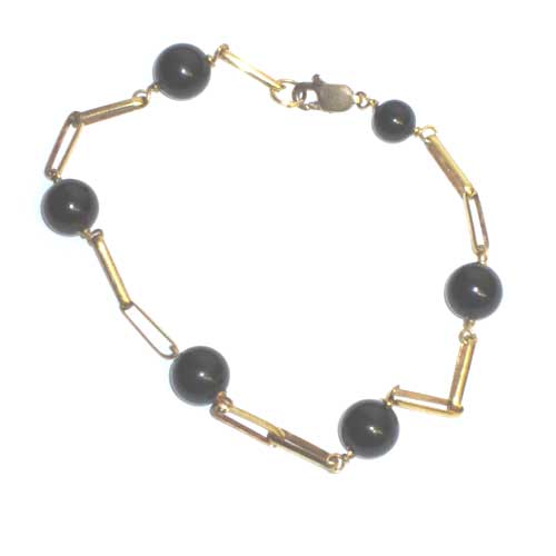  Imagen pulsera oro bolas azabache 