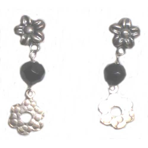  Pendientes plata y azabache presion/colgar formas