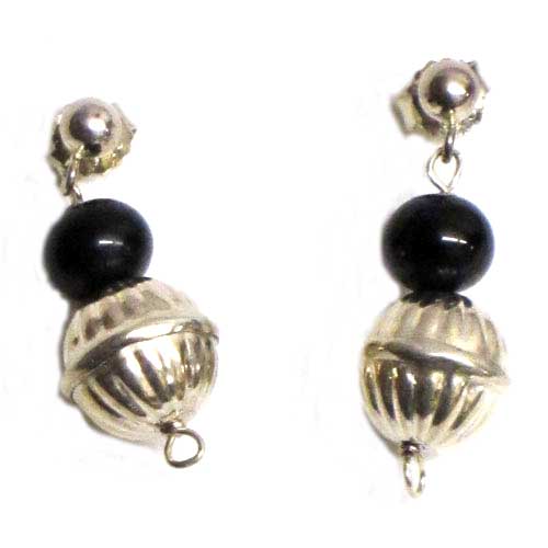  Pendientes plata y azabache presion/colgar formas