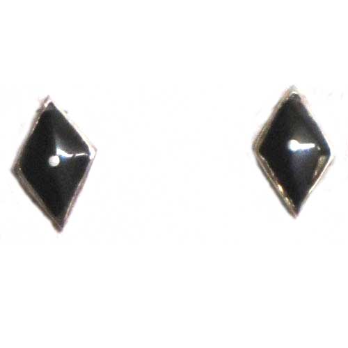  Pendientes plata/azabache presion lisos rombo