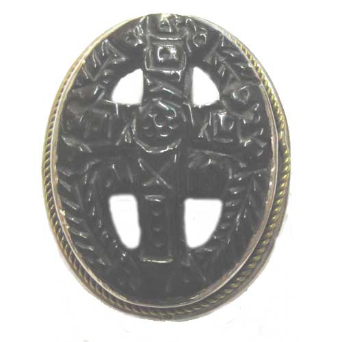 imagen broche o colgante plata y azabache Cruz de la Victoria pequeño