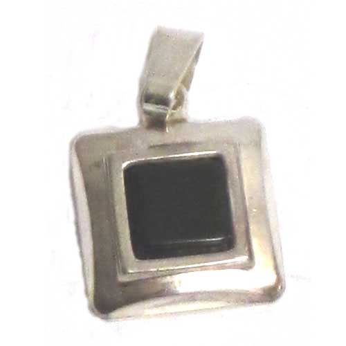  Imagen colgantes plata y azabache diseño  hexagono pequeños 