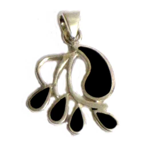  Imagen colgantes plata y azabache diseño medianos