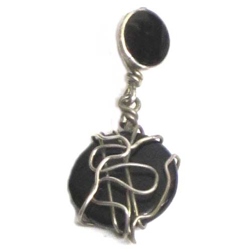  Imagen colgantes plata y azabache diseño grandes 