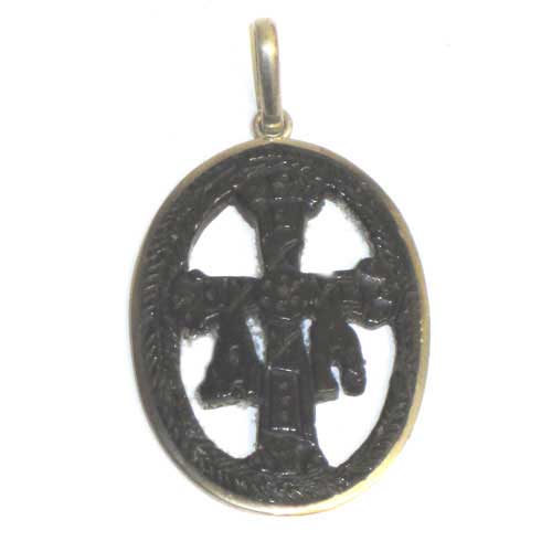 Colgante medalla orla grande cruz victoria plata/azabache Colgante medalla orla grande cruz victoria plata/azabache