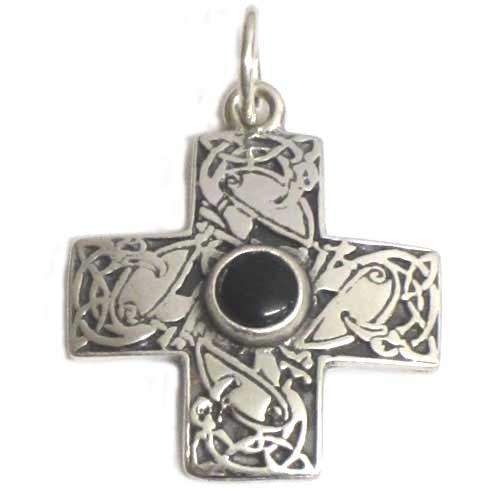  imagen Colgantes motivos celtas grande plata y azabache.