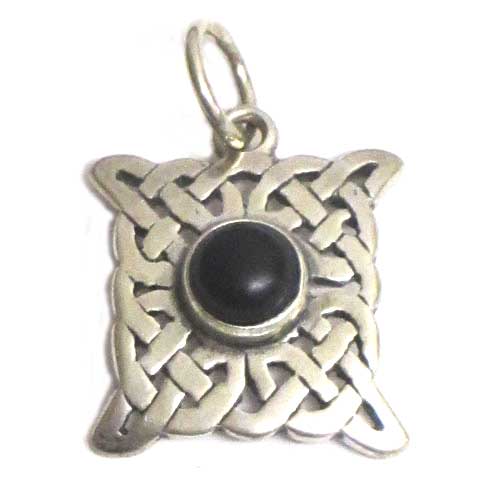  imagen Colgantes motivos celtas grande plata y azabache.