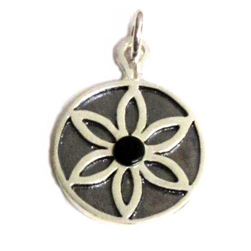 Imagen Colgantes motivos celtas pequeños plata y azabache flor galana