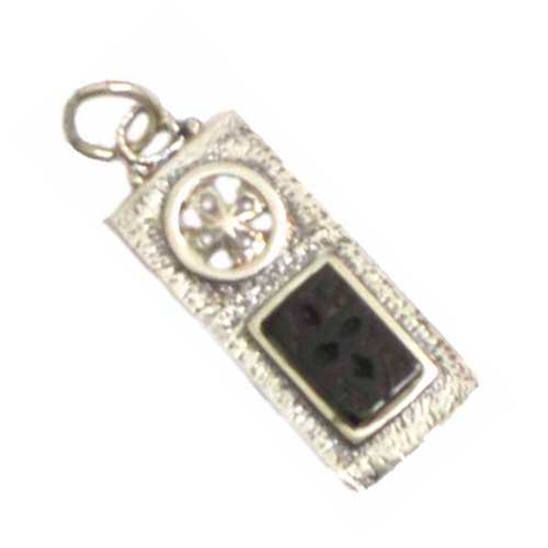 imagen Colgantes plata y azabache rectangular con cruz de la victoria
