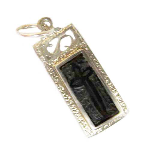 imagen Colgantes plata y azabache rectangular con cruz de la victoria