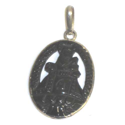Colgante virgen covadonga orla plata y azabache tallada