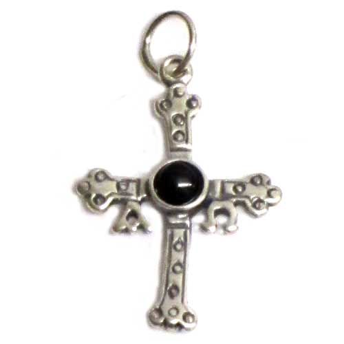 imagen Colgante Cruz victoria plata y azabache pequeña
