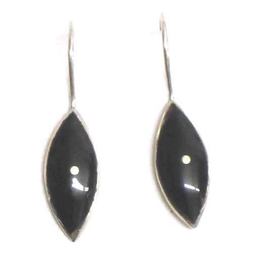 Pendientes plata y azabache colgar