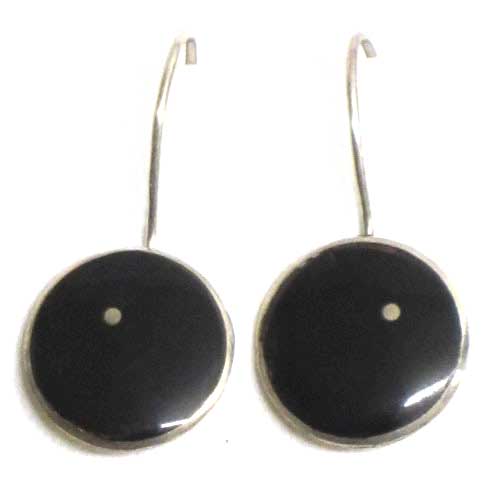 Pendientes plata y azabache colgar