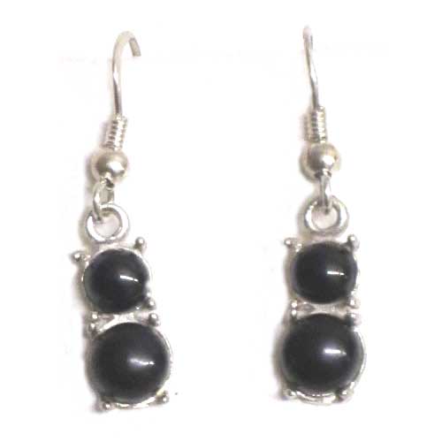  Pendientes plata y azabache colgar bolas
