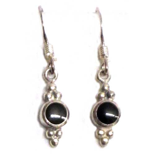  Pendientes plata y azabache colgar bolas