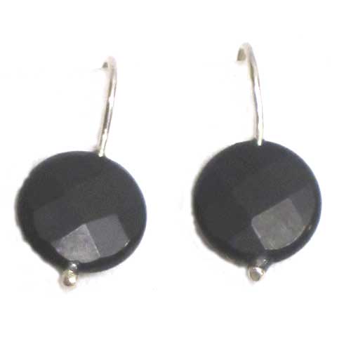  Pendientes plata y azabache colgar circulo facetado