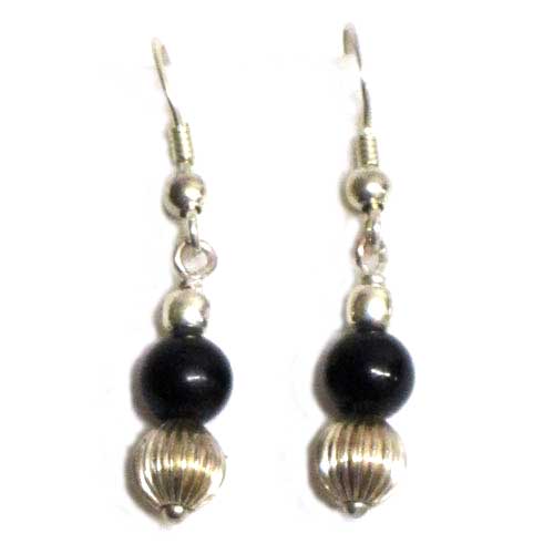 Pendientes plata y azabache colgar bolas