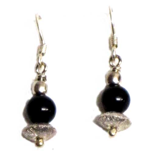  Pendientes plata y azabache colgar bolas