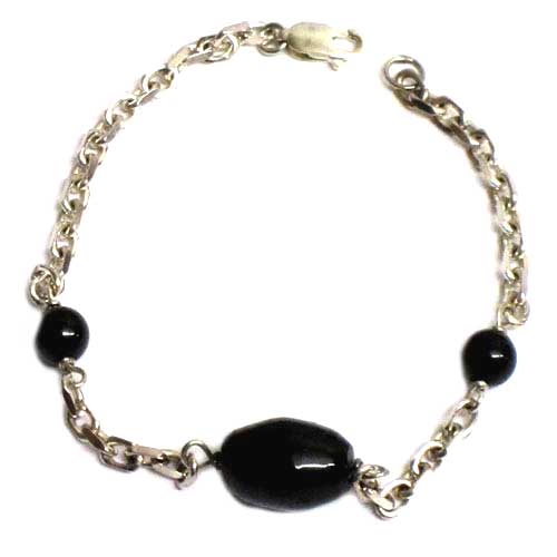 Pulsera plata y azabache