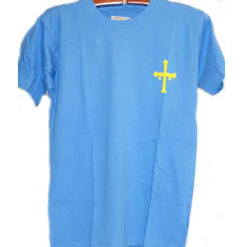 Imagen camiseta niños Cruz de la Victoria azul degradado