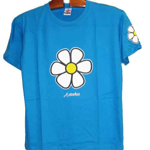 Imagen camiseta niños y jovenes Flor edelweiss azul royal 
