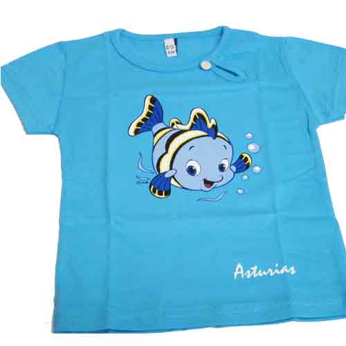 Imagen camiseta niños pez azul