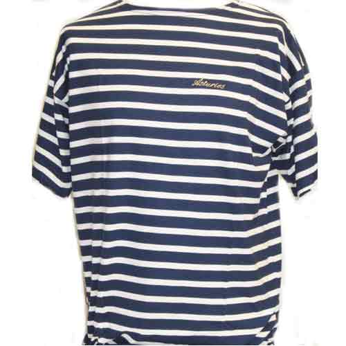 Imagen camiseta marsellesa rayada azul/beige m/corta asturias bordado Imagen camiseta marsellesa rayada azul/beige m/corta asturias bordado