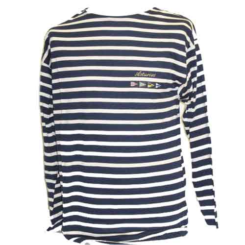  Imagen camiseta marsellesa rayadas azul/beige m/larga Asturias bordado 