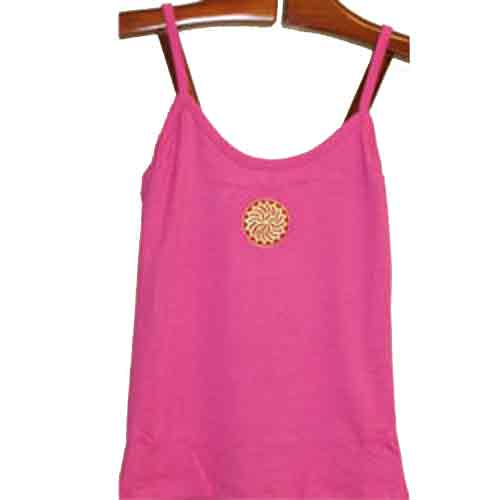Imagen camiseta tirantes mujer rosa con rosetón