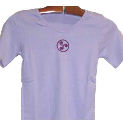 Imagen camiseta top ajustable cuello pico malva con trisquel