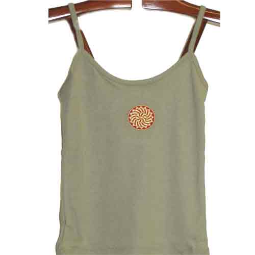 Imagen camiseta tirantes mujer marrón con rosetón